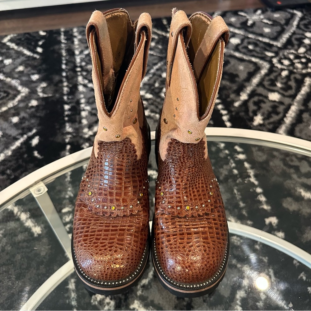 Ariat Fatbaby Crocodile Pattern Western Boots 9.5B